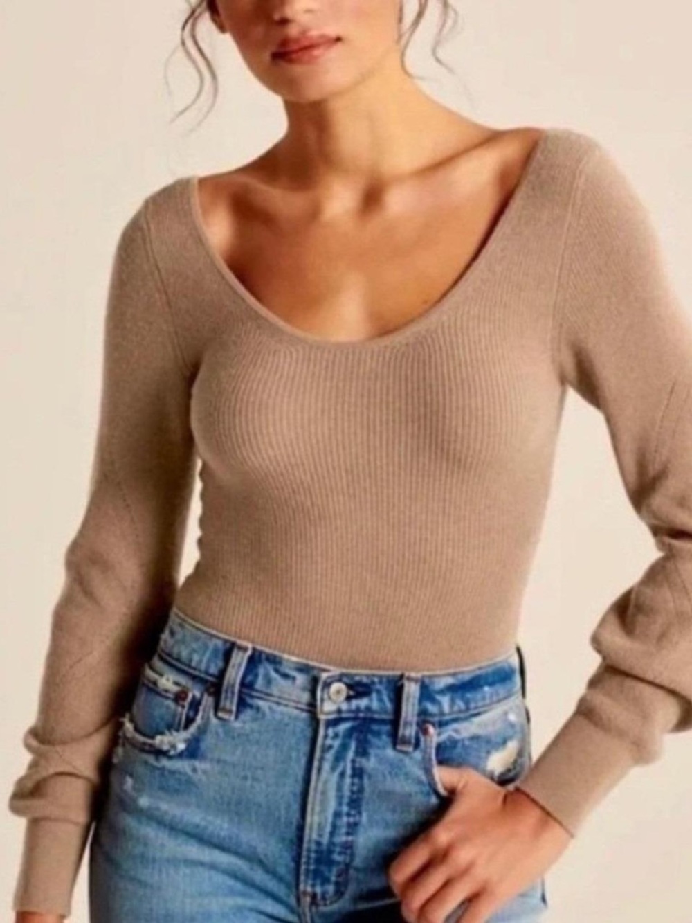NWT Abercrombie & Fitch brown warm puff long sleeve bodysuit XL